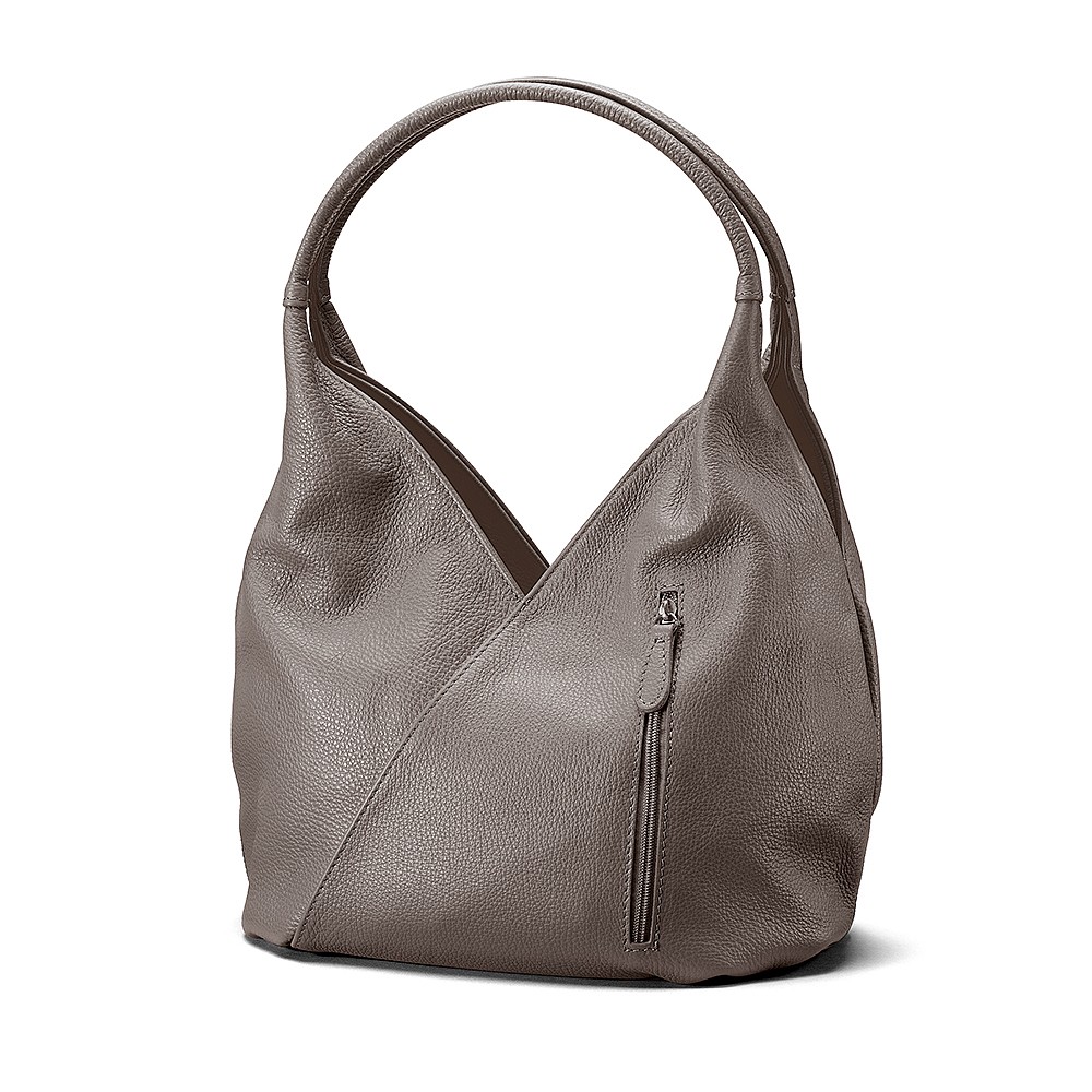 grey leather hobo bag