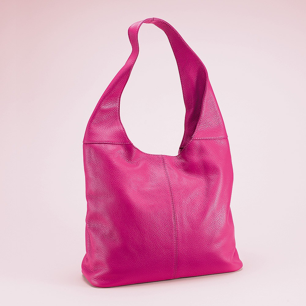 Tickled Pink Leather Slouch Bag Grainy Leather Bags Pia Jewellery   24910 