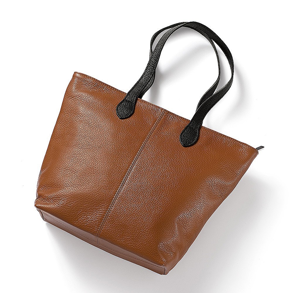 Around Town Tan Leather Tote Bag