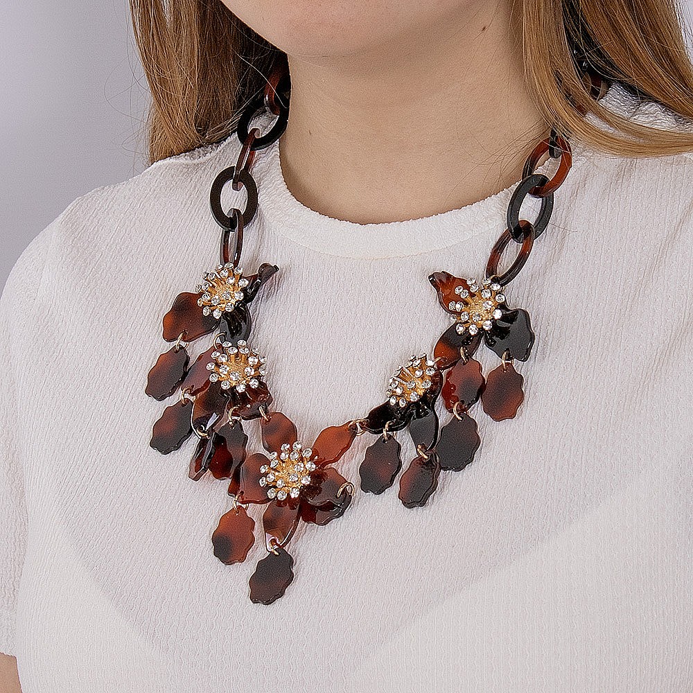 Tortoise shell statement on sale necklace