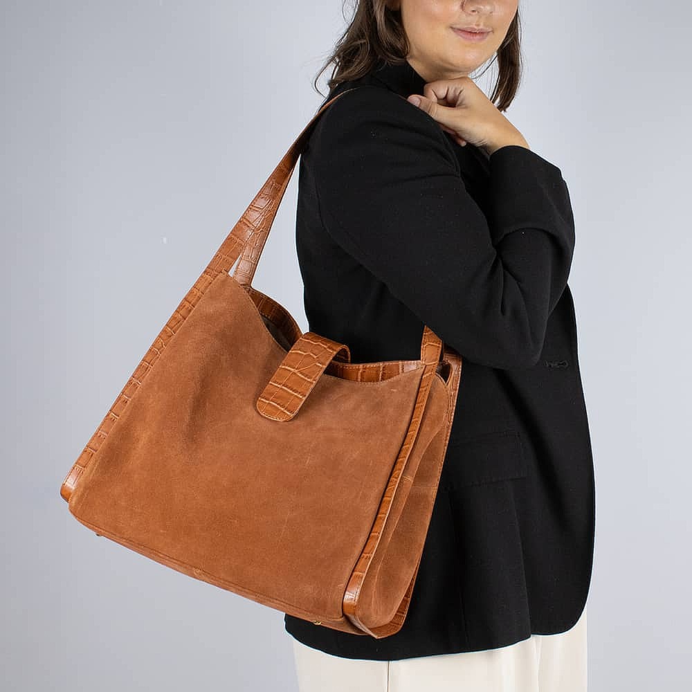 Tan suede outlet shoulder bag