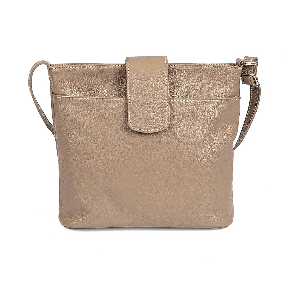 Taupe leather store shoulder bag