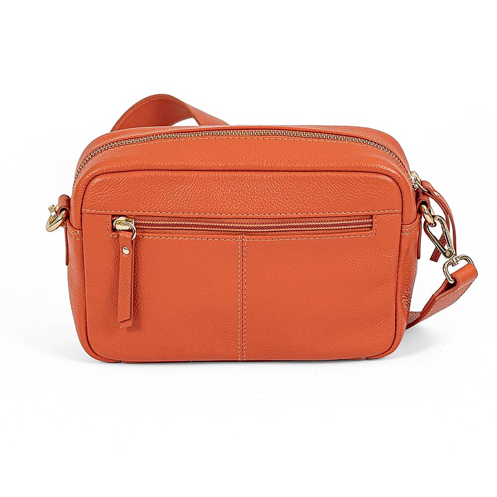 Orange leather cross 2025 body bag