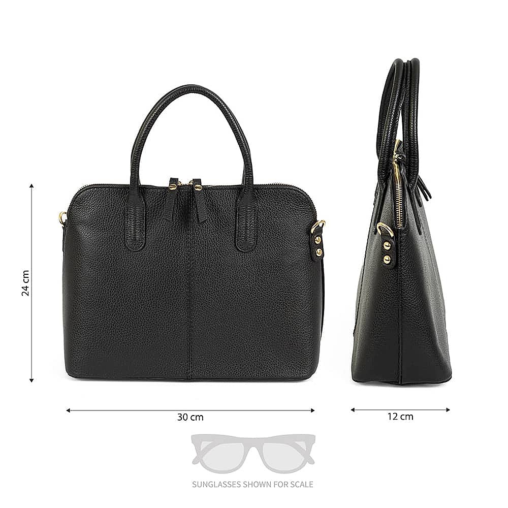 She's a Lady Black Leather Bag