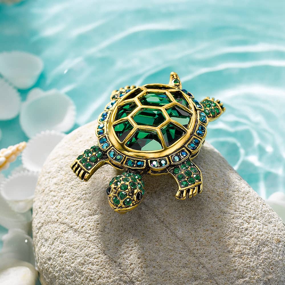 Go with the Flow Turtle Brooch