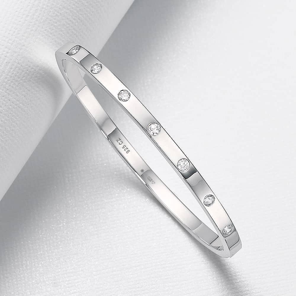 Punctuated in Light Silver Bangle | Pia Jewellery