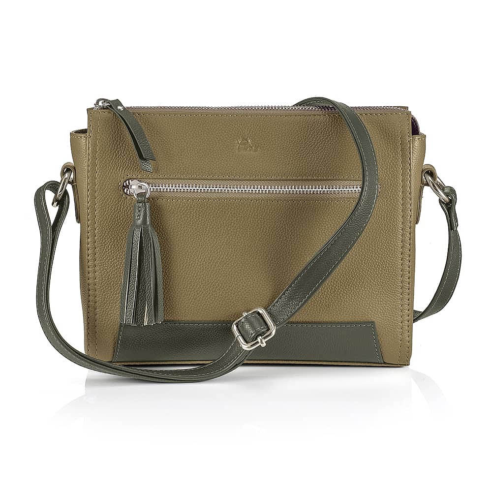 Olive Overture Leather Cross-Body Bag