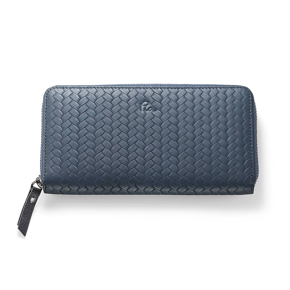 Woven In Navy Leather Purse