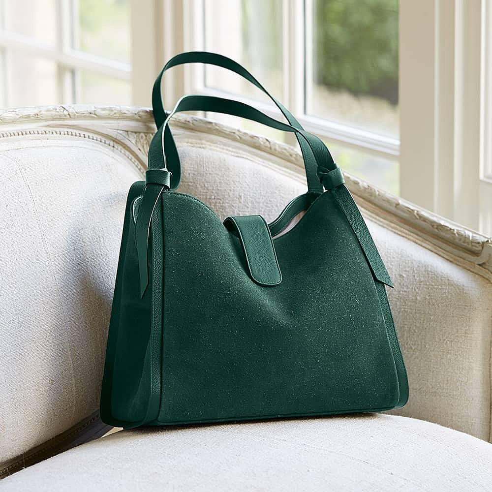 Give In To Green Suede Shoulder Bag