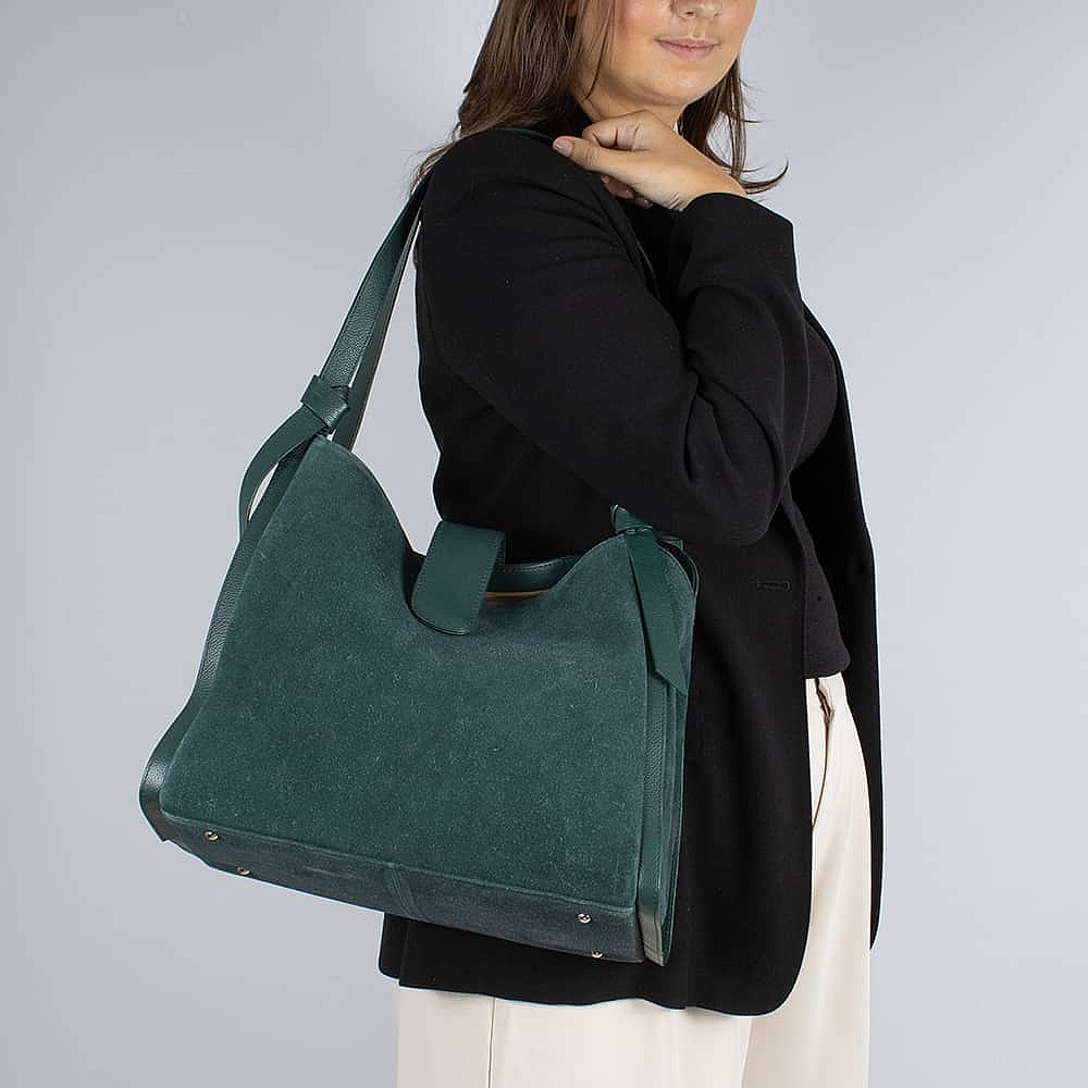 Give In To Green Suede Shoulder Bag