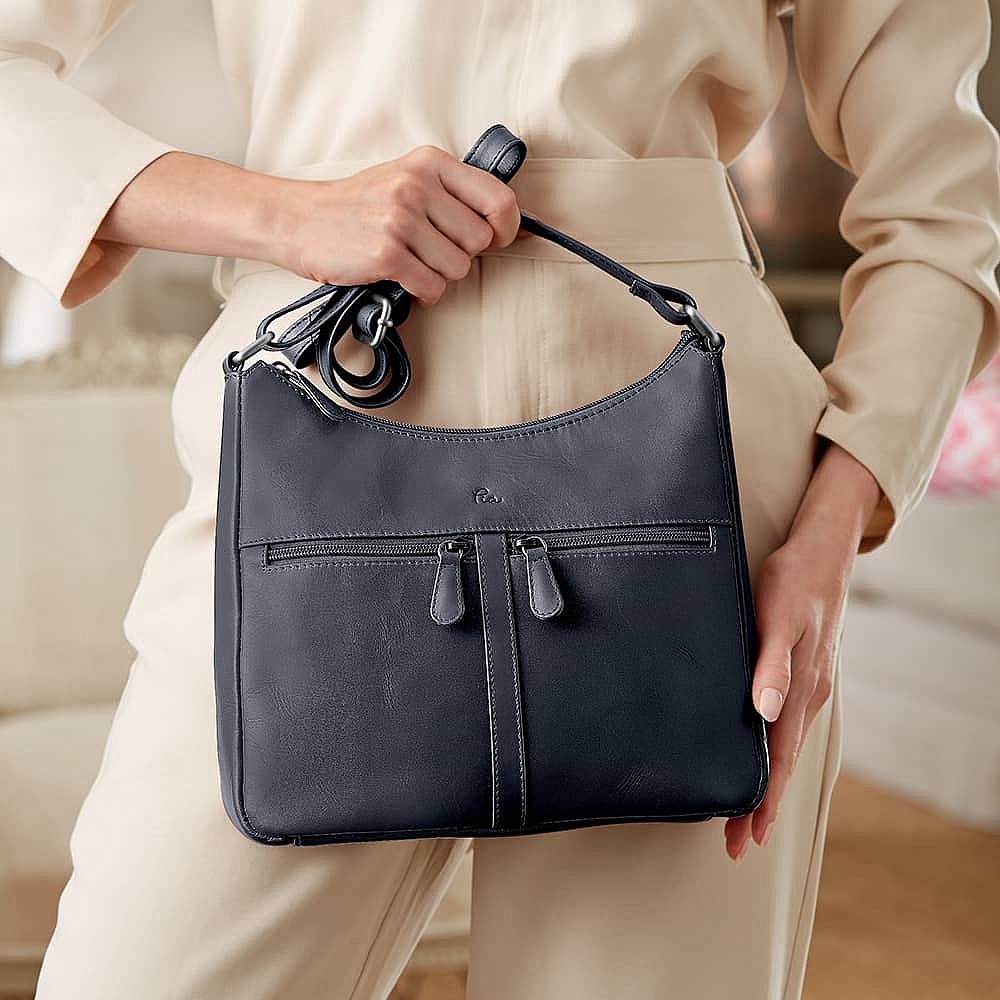 As Night Falls Navy Leather Bag