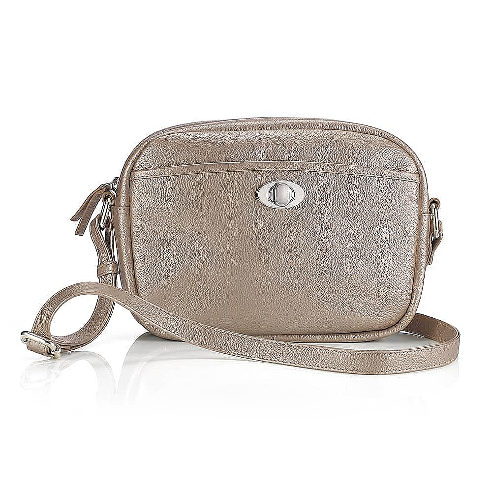 Polished In Pewter Leather Cross Body Bag