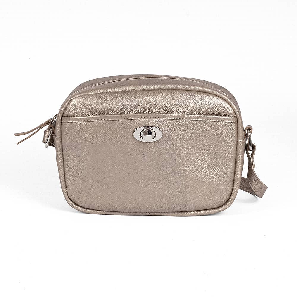 Polished In Pewter Leather Cross-Body Bag