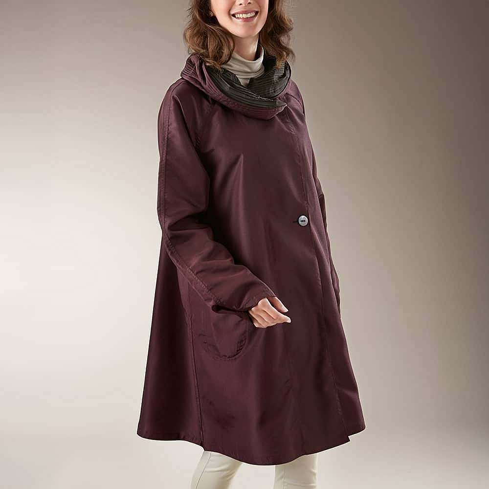 Mulberry on My Mind Purple Black Reversible Water Repellent Raincoat Pia Jewellery