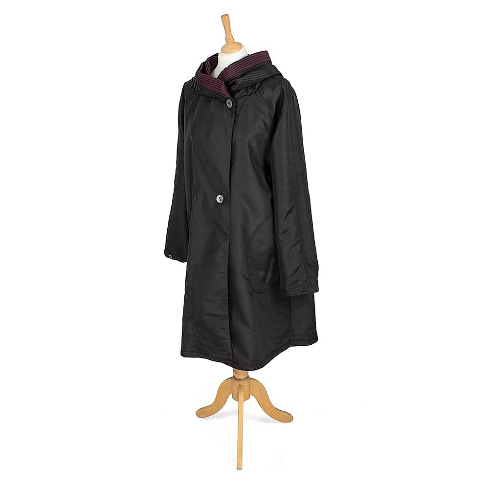 Mulberry on My Mind Purple Black Reversible Water Repellent Raincoat Pia Jewellery