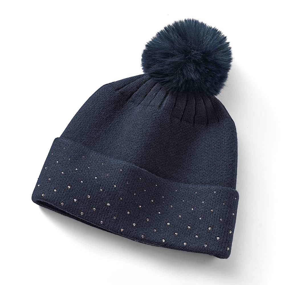 Winter Wishes Navy Pompom Hat