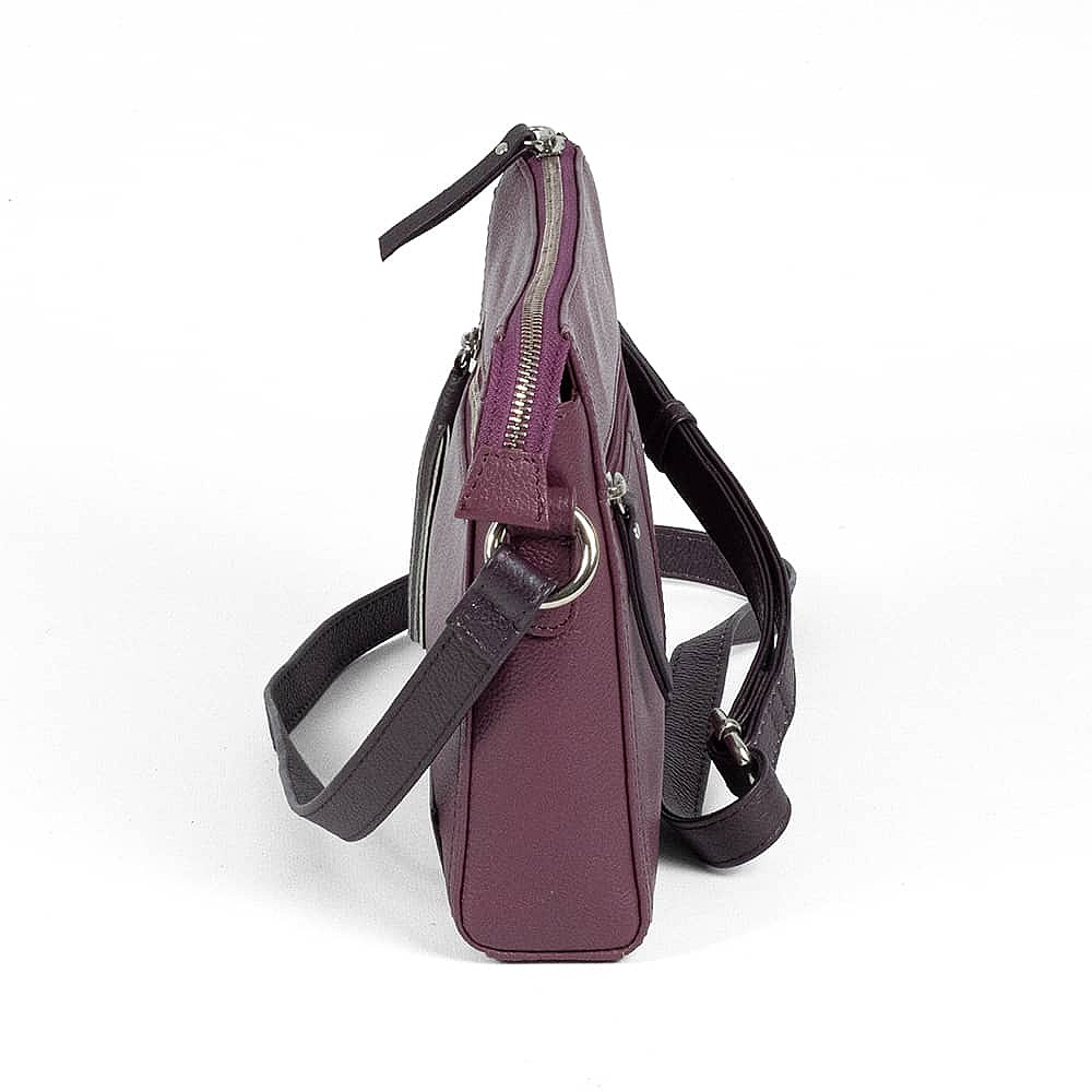 Plum Position Leather Cross Body Bag