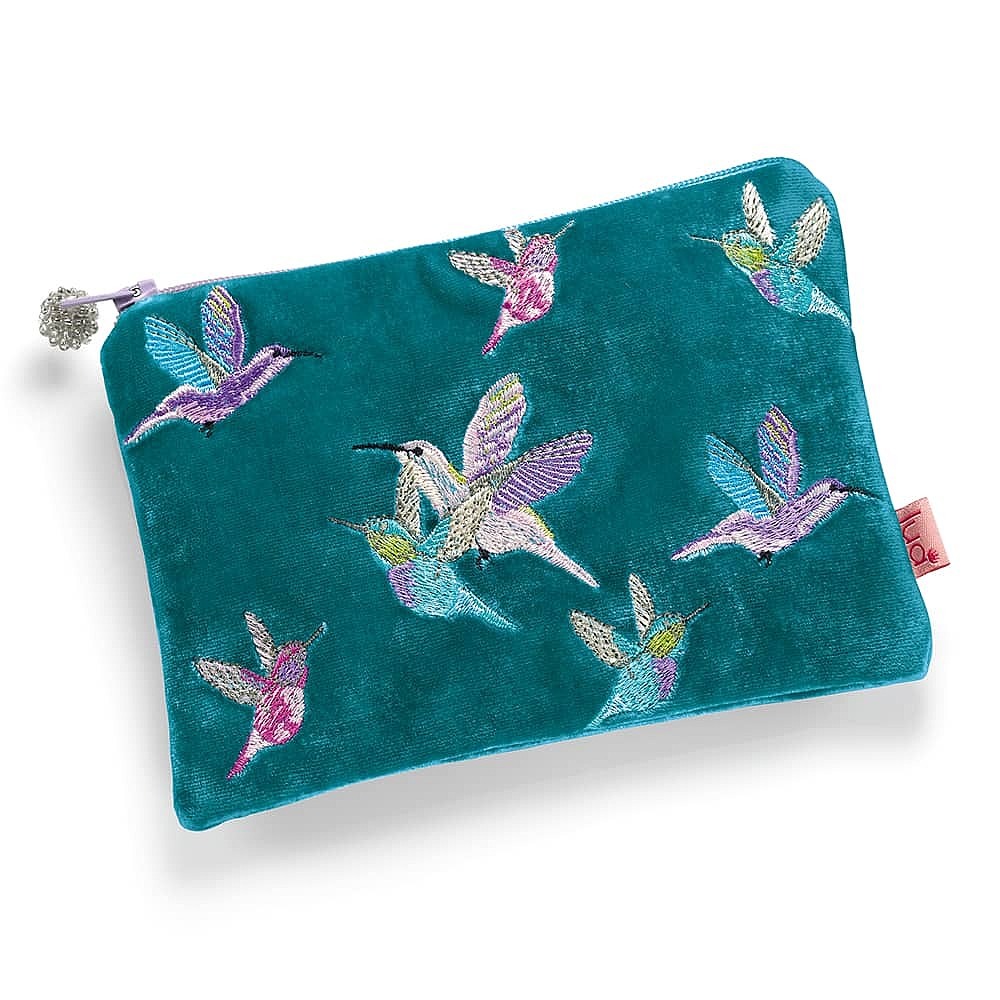 Hummingbird Happiness Velvet Pouch