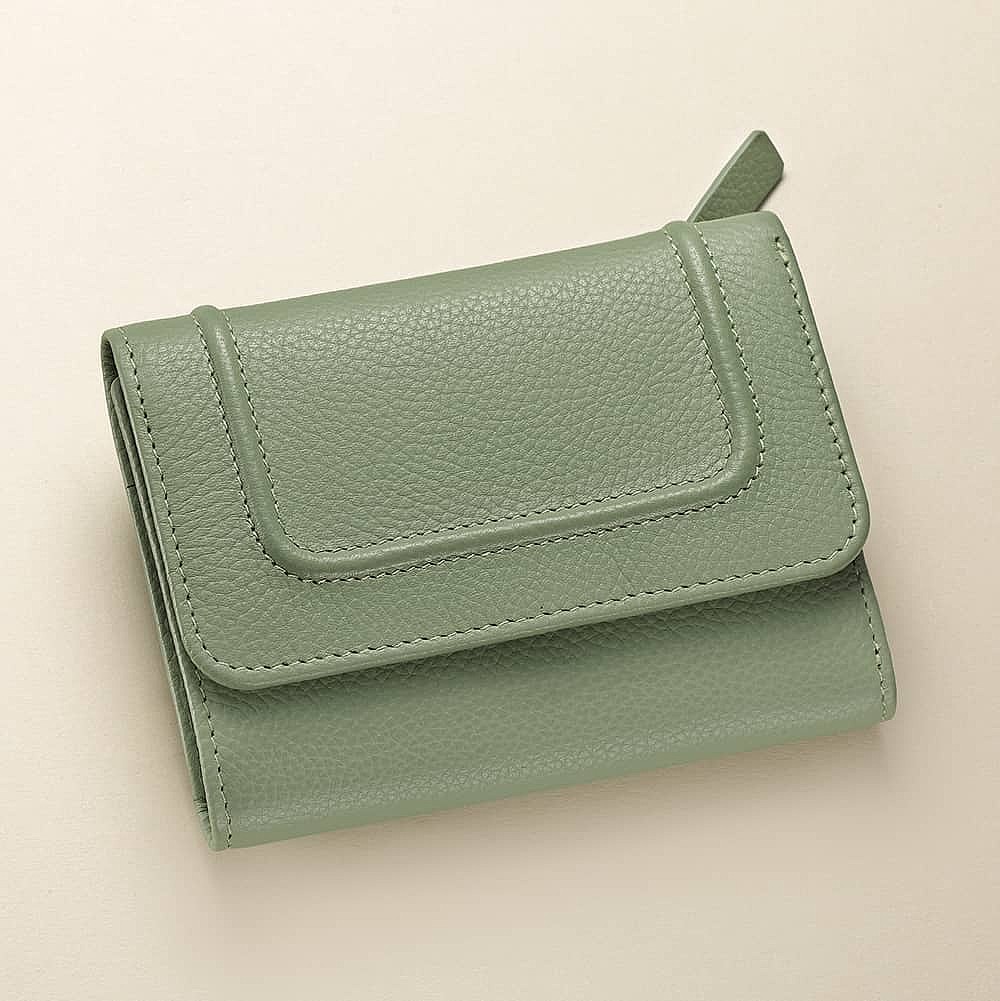 All Lined Up Sage Leather Purse