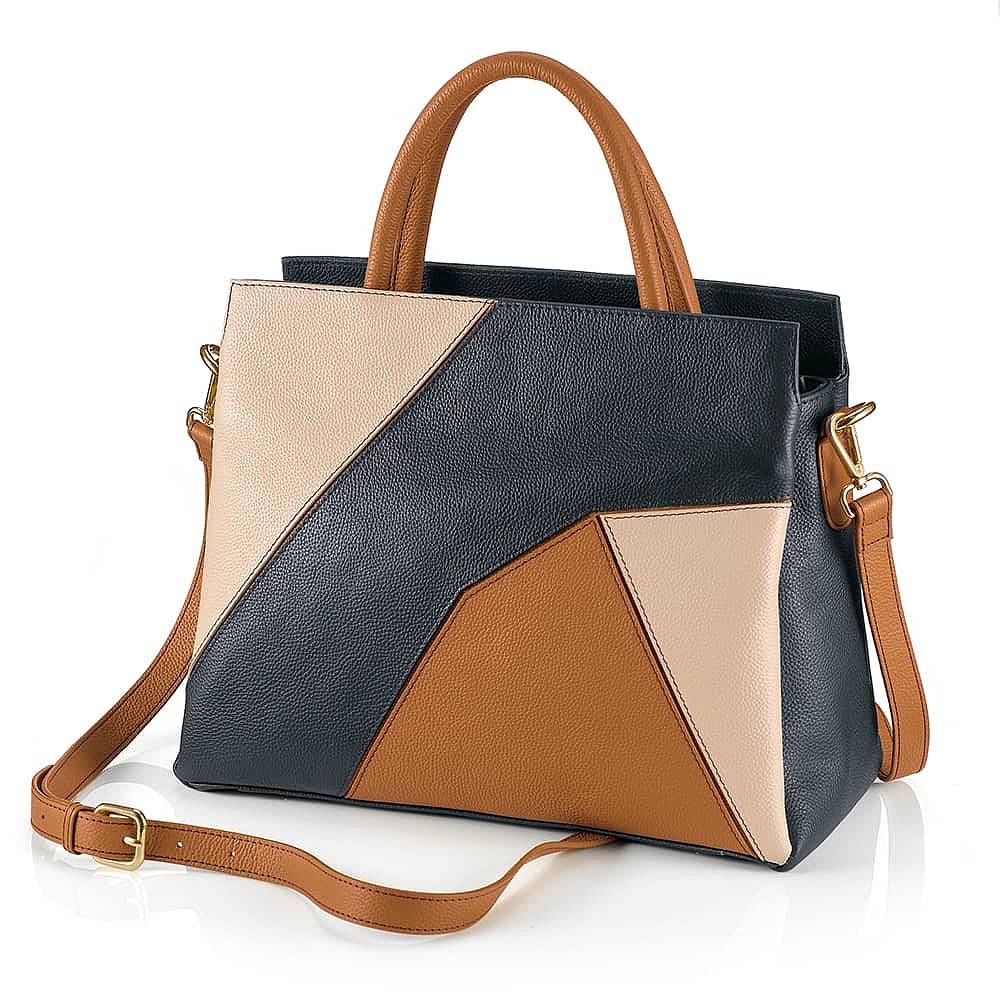 Poised Perspective Leather Bag