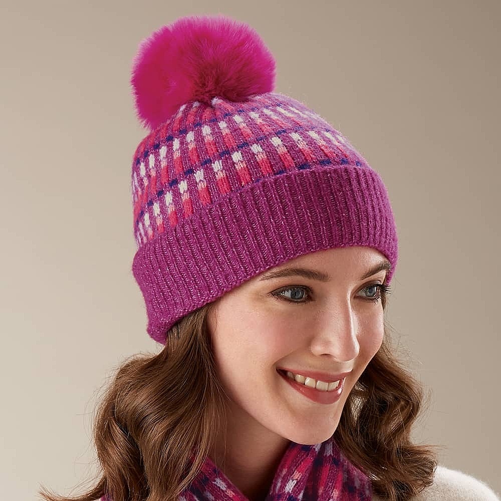 Berry Bright Pompom Hat