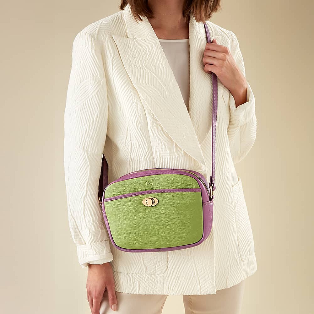 Living in Lime Leather Cross-Body Bag