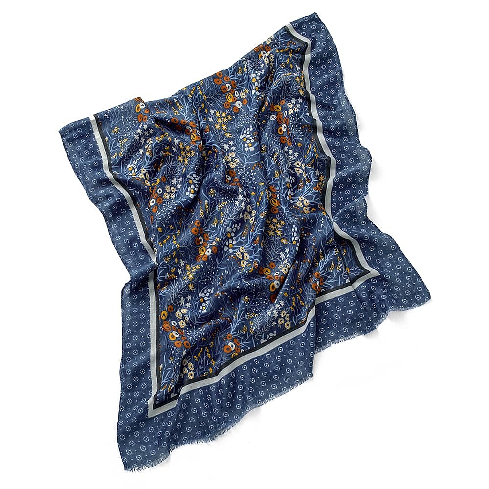 Beckoning Blossoms Navy Scarf