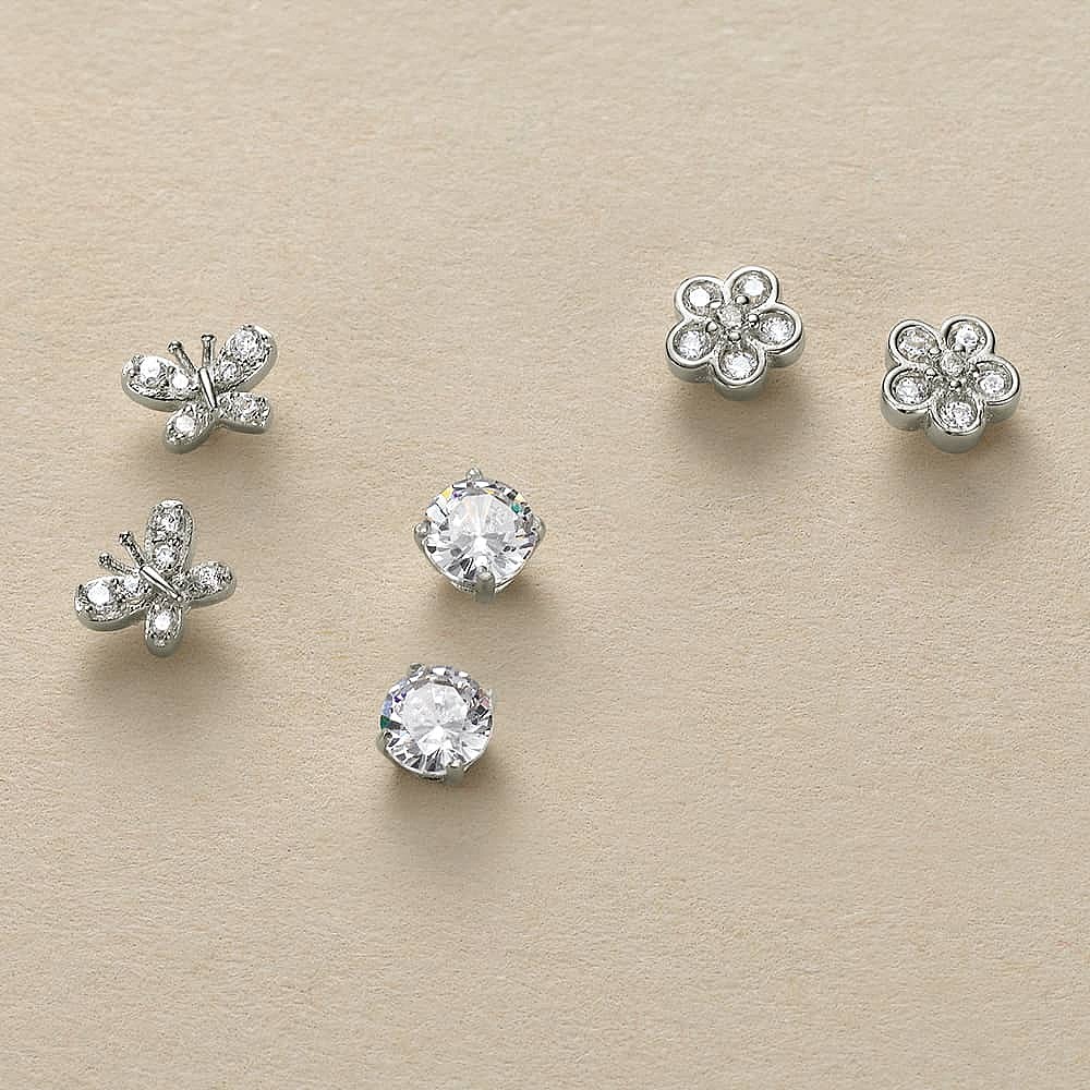 Sweet Simplicity Set of 3 Stud Earrings