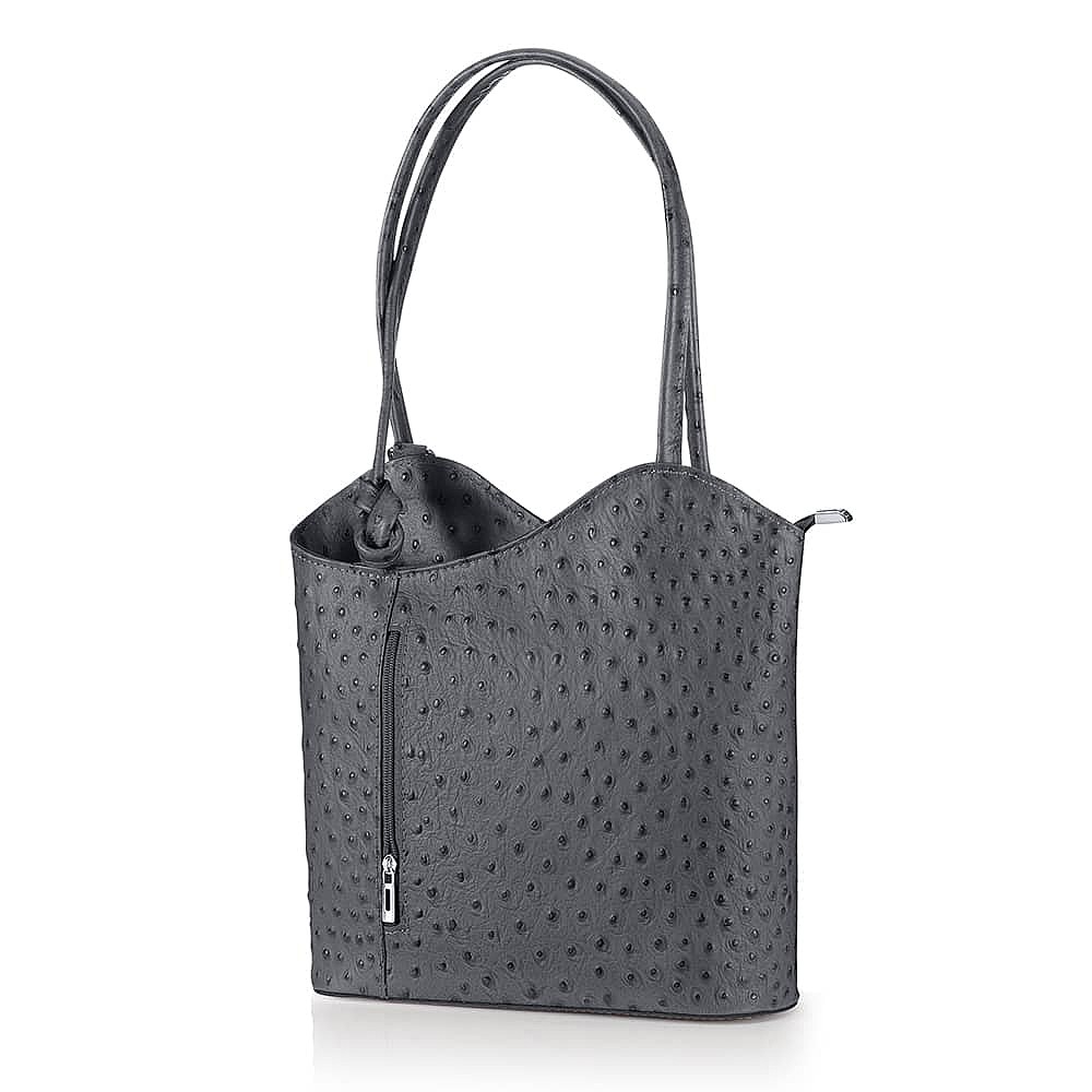 Eloquently Embossed Grey Leather Bag