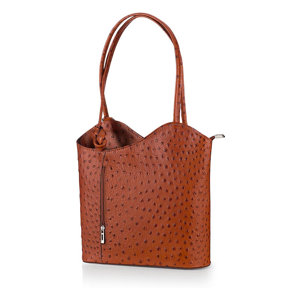 Eloquently Embossed Tan Leather Bag