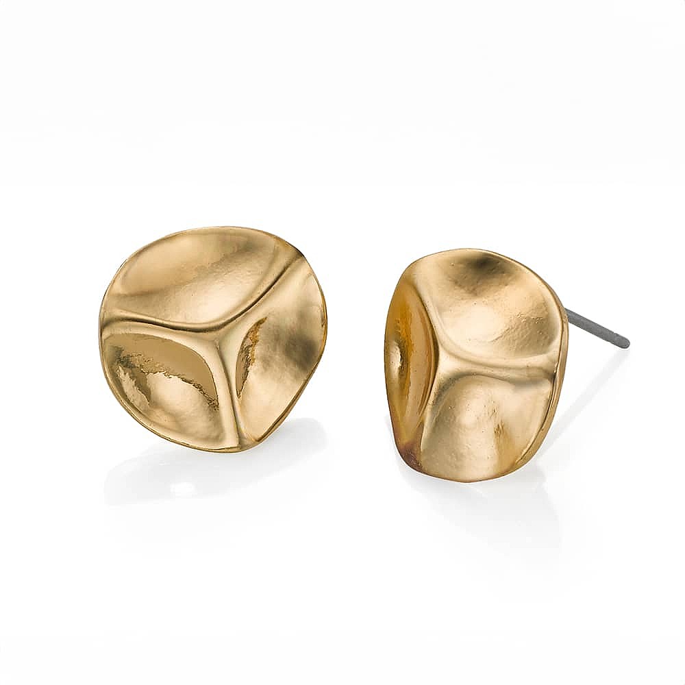 Ripple In The Round Gold-Tone Stud Earrings