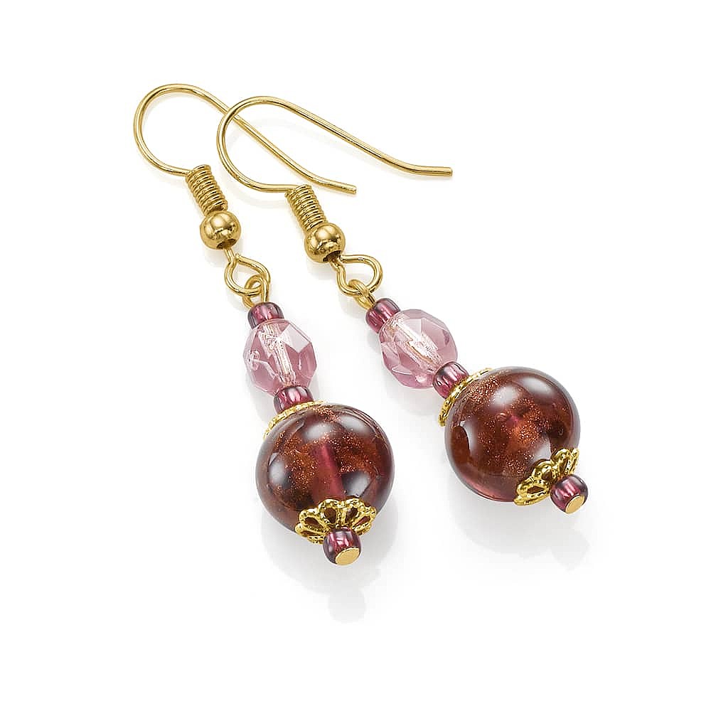 Cranberry Crush Murano Glass Earrings