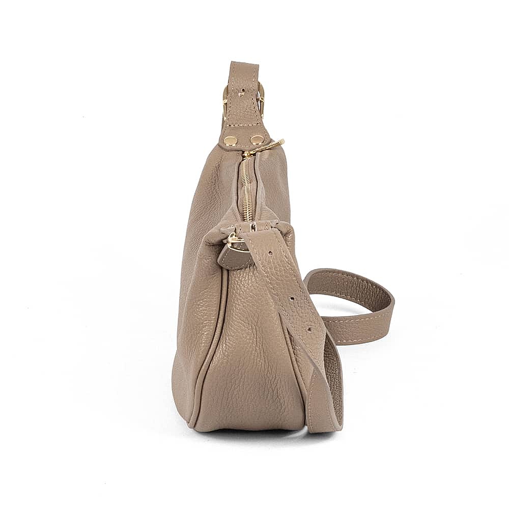 Travel In Taupe Leather Cross-Body Bag