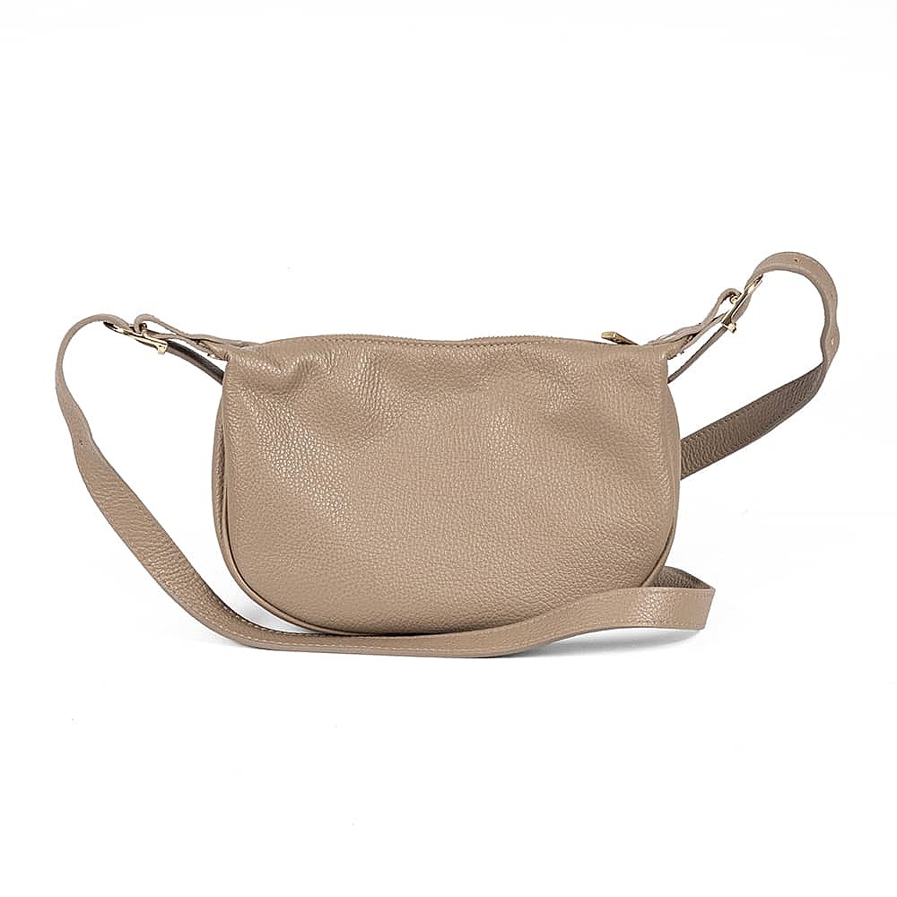 Travel In Taupe Leather Cross-Body Bag