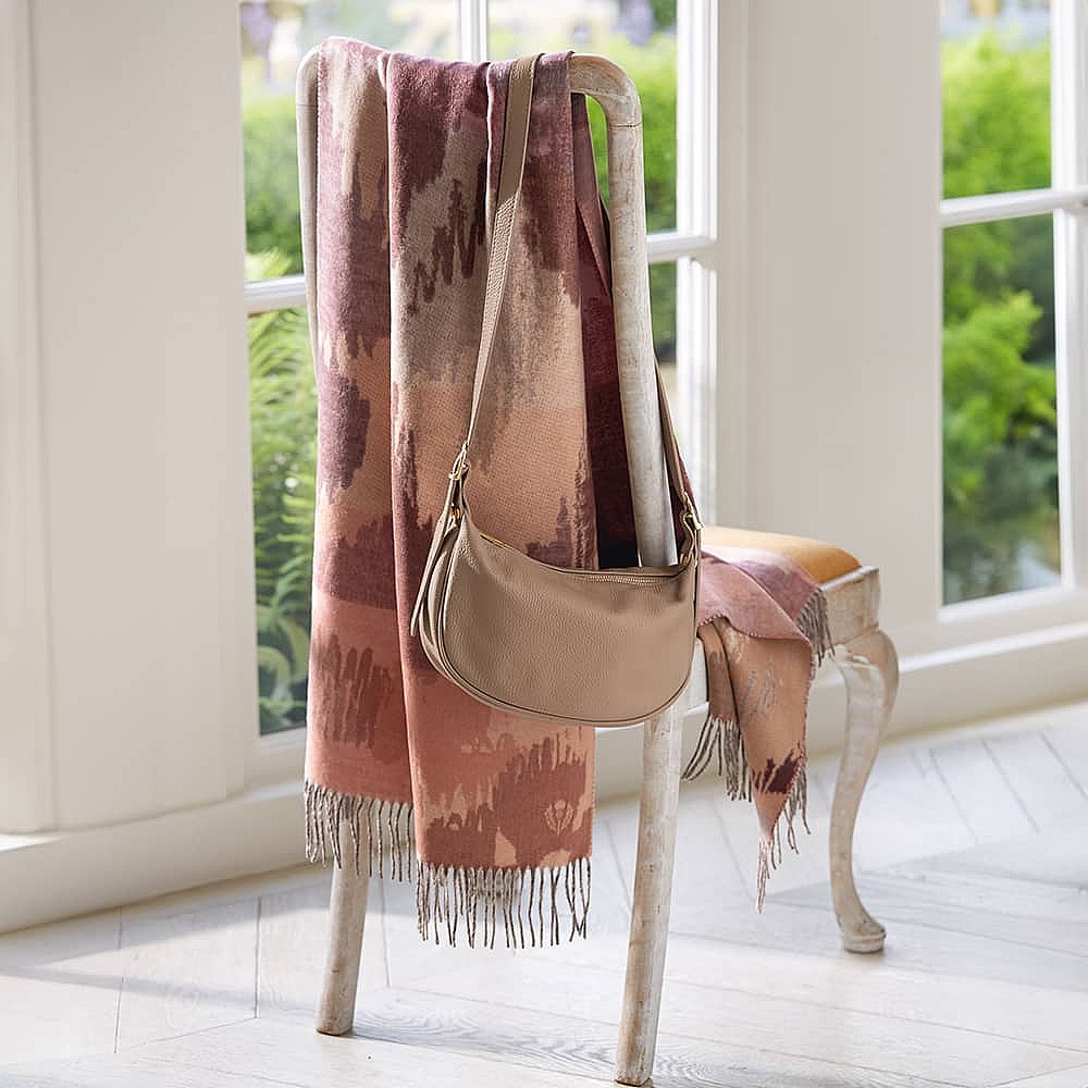 Travel In Taupe Leather Cross-Body Bag