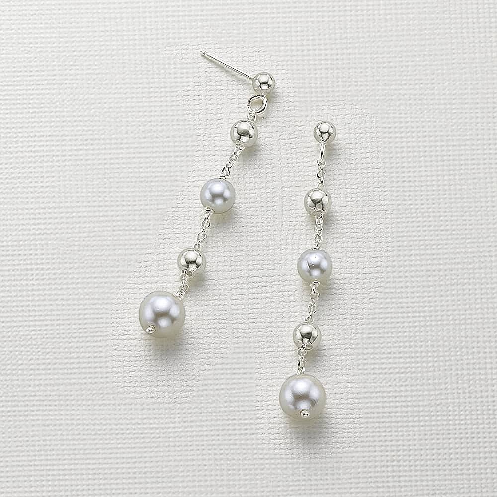 Punctuated In Pearl Silver Earrings