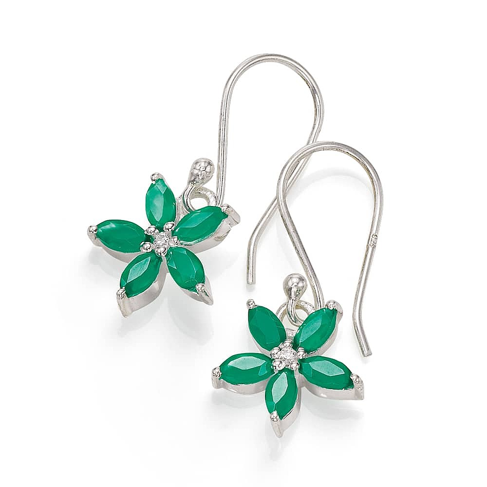 Positive Petals Green Onyx Earrings