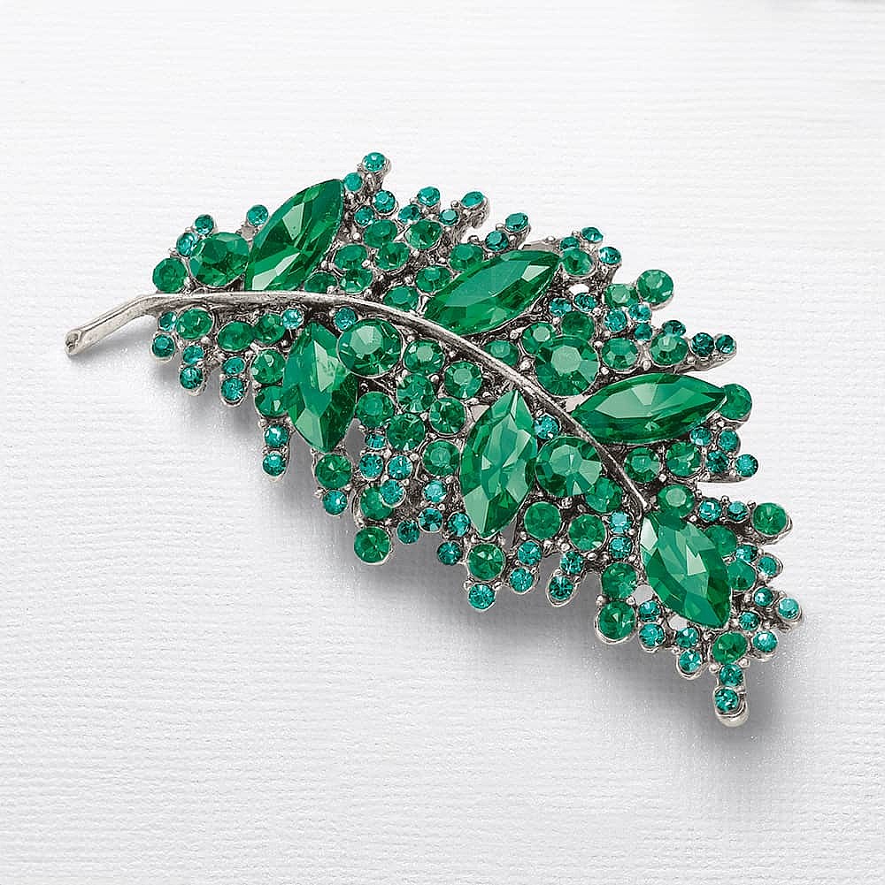 Glamour in Green Crystal Brooch