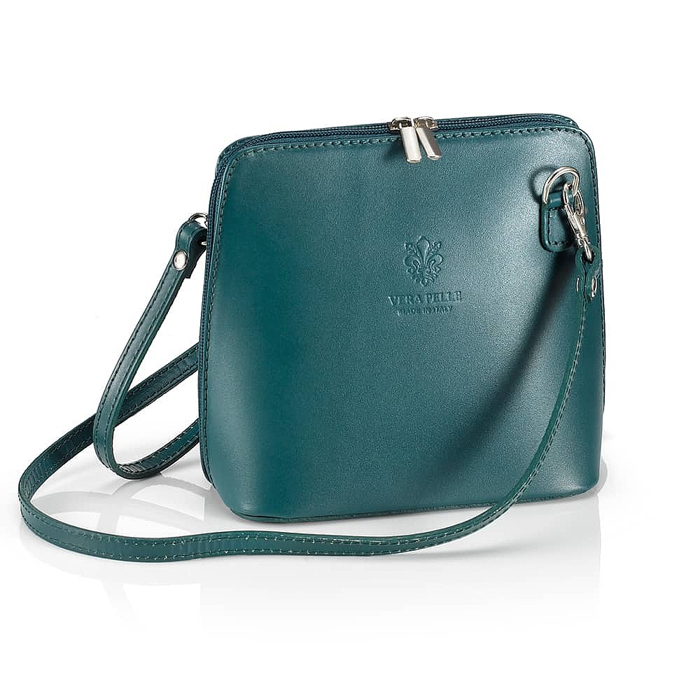 Tranquil In Teal Leather Cross-Body Bag