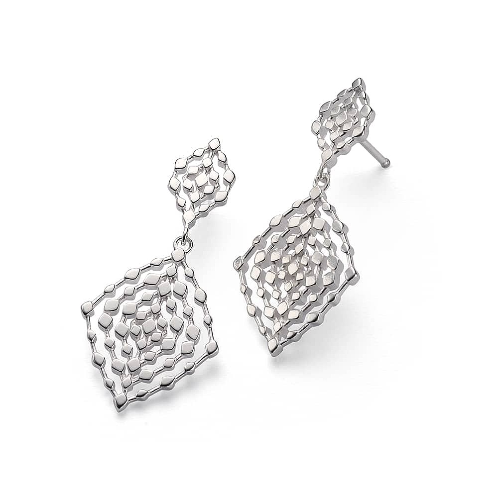 Woven Geometry Silver Earrings