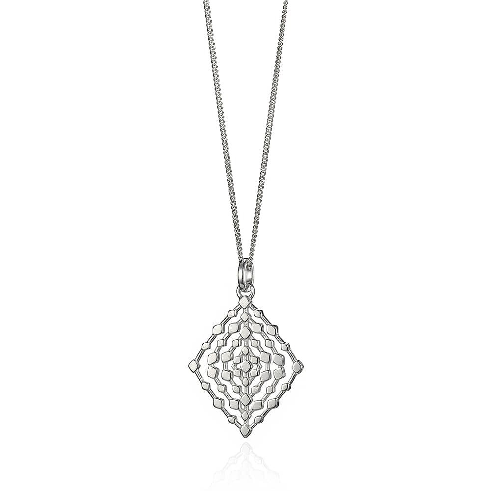 Woven Geometry Silver Pendant