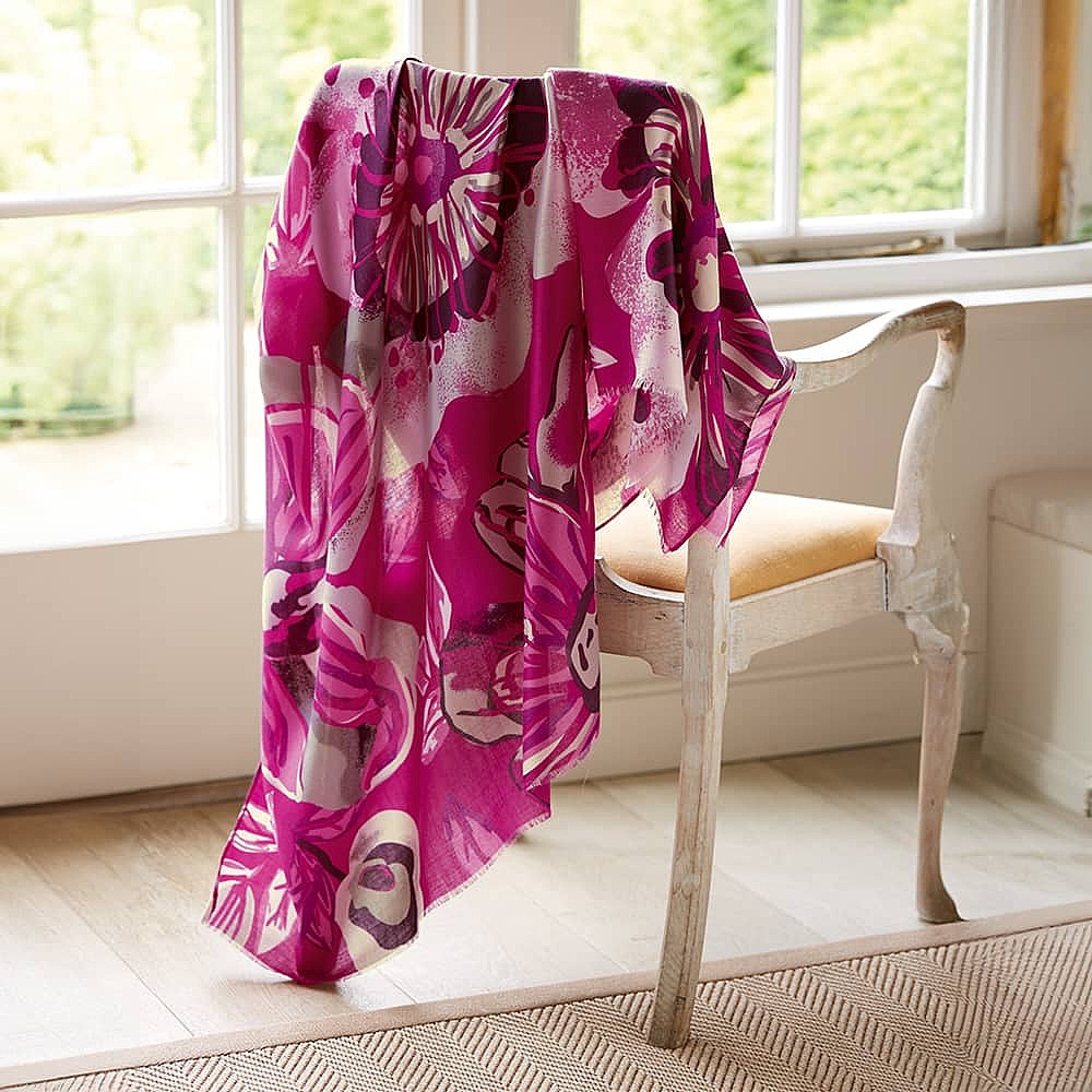 Bold Blooms Fuchsia Scarf