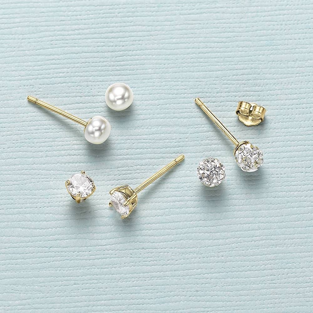 Simply Sparkling Set of 3 Stud Earrings