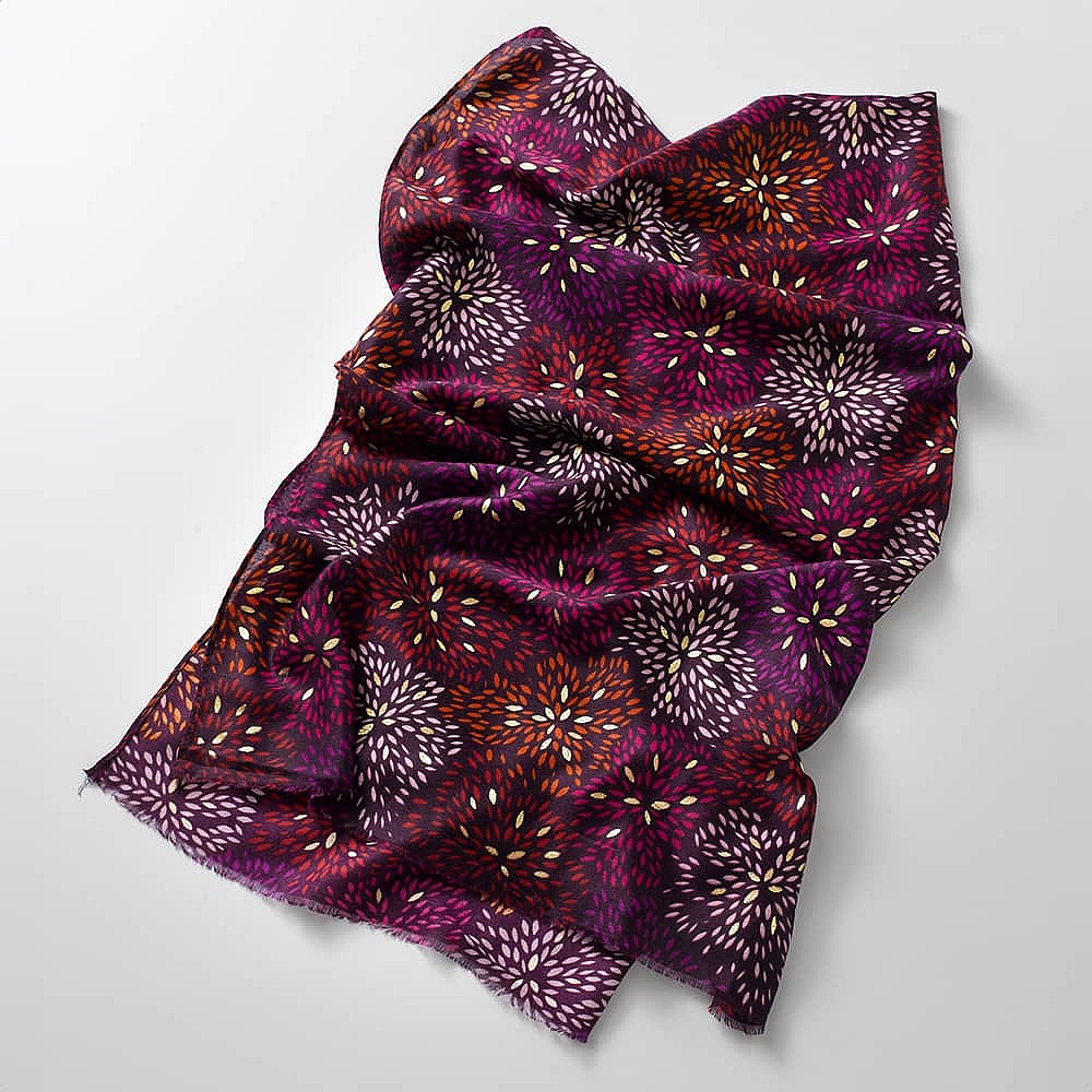 Floral Fireworks Fuchsia Scarf