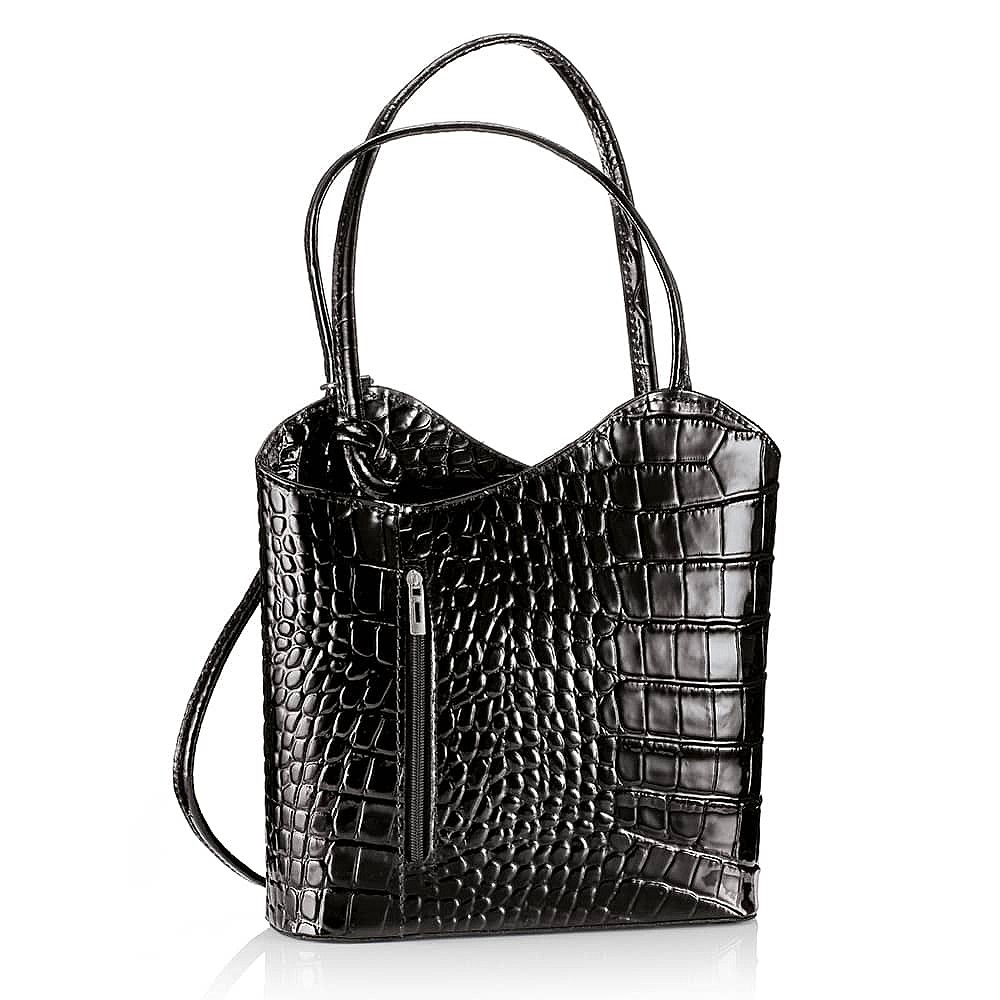 Ebony Endeavour Croc Embossed Leather Bag