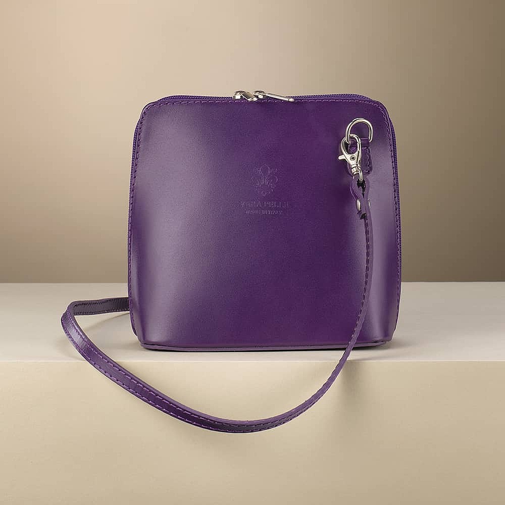 A Vision in Violet Leather Cross-Body Bag