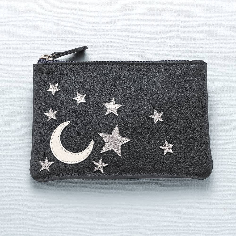 The Skies Above Navy Leather Coin Purse