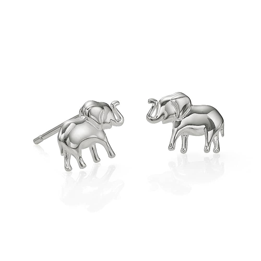 Enlightened Elephant Silver Stud Earrings