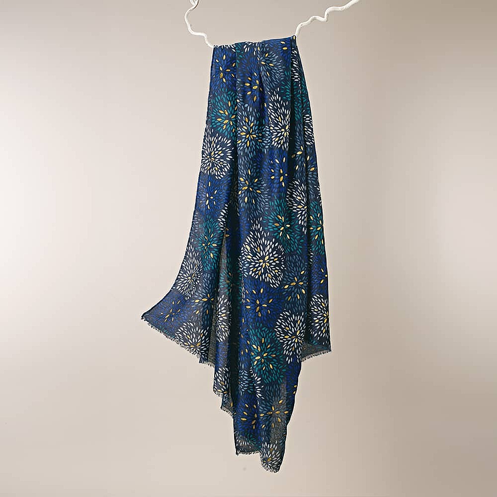 Floral Fireworks Navy Scarf