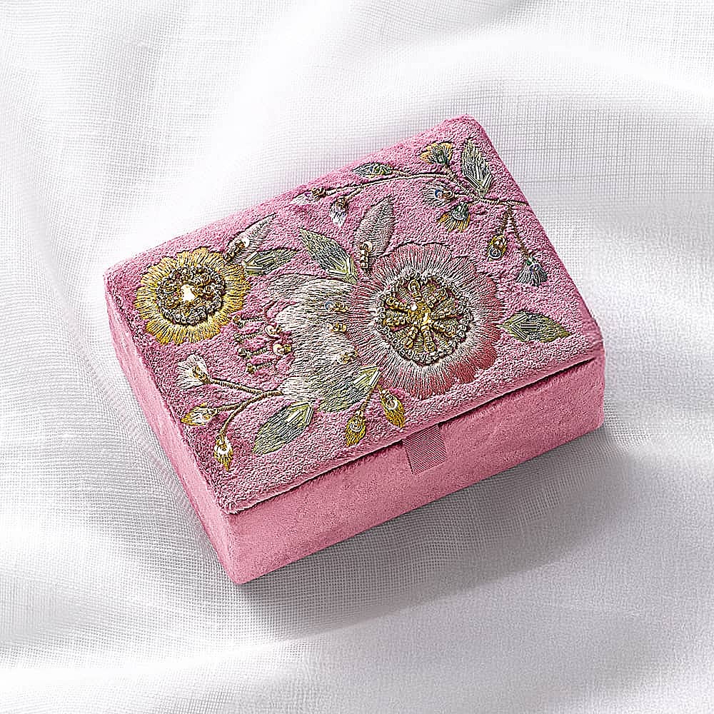 Blushing Blooms Velvet Jewellery Box